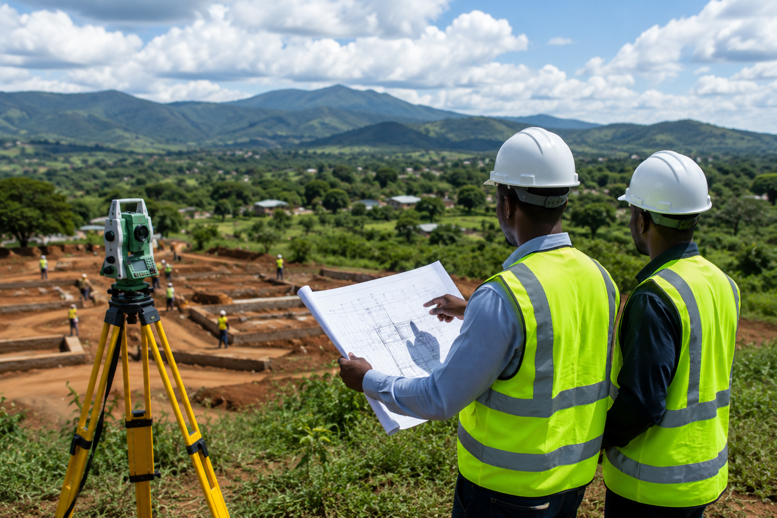 Construction site aerial view